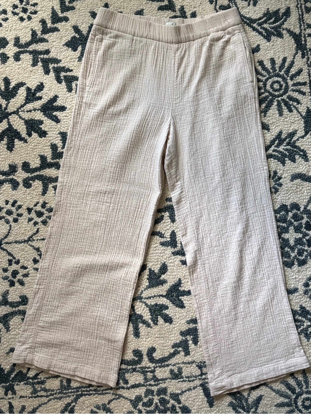 Wonderly Cream Gauze Flare Lounge Pants Size Medium